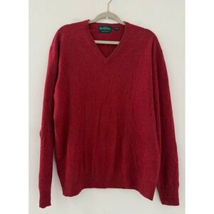 Alan Paine Super Geelong Lambswool V Neck Casual Sweater Men Red Size 2XL